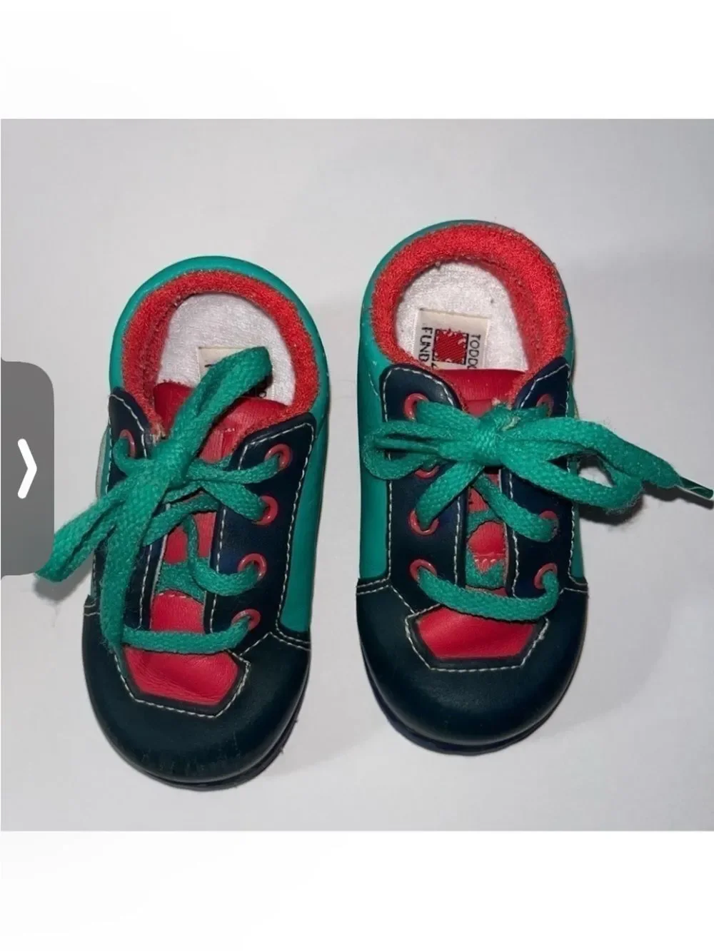 Green Navy Red Lace-Up Kids Sneakers Color Block Toddler Boys size 5 Vintage
